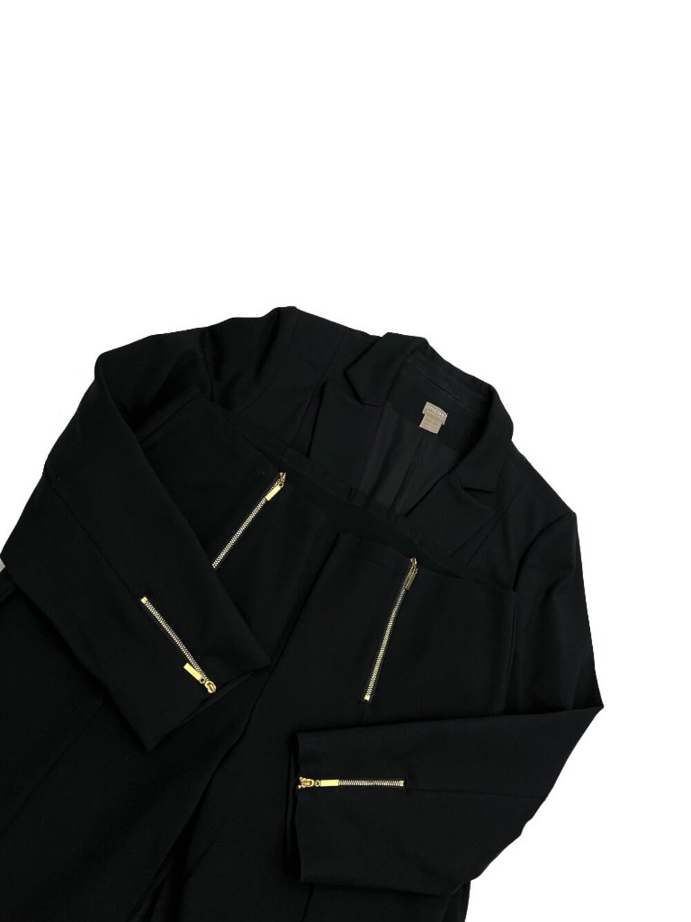 Chicos Black Label Pull on Elastic Waist Pant Blazer 2 pc Suit Womens 3 3R 16/18 - Picture 2 of 4